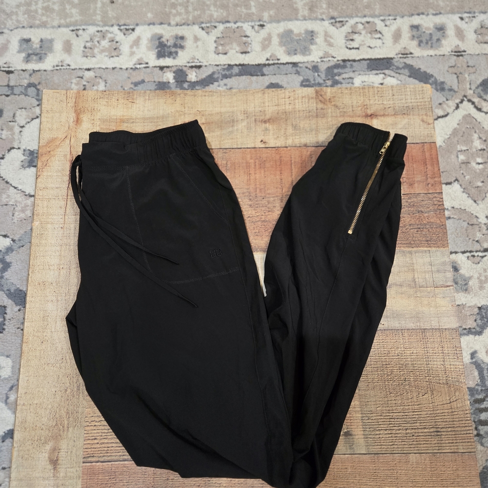 Albion Black Joggers with Gold Zipper